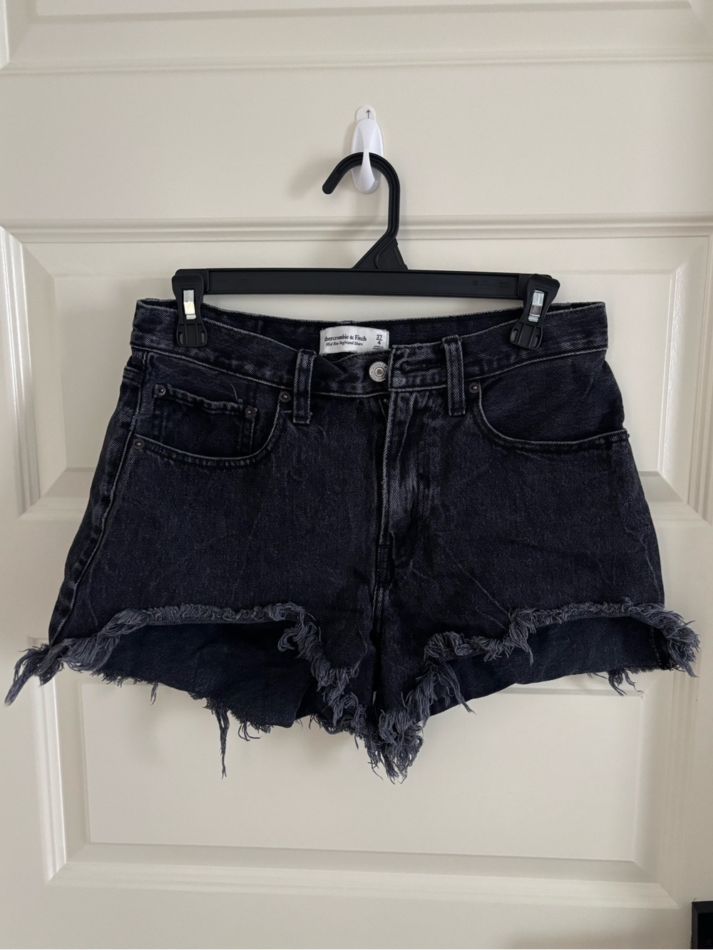 Abercrombie & Fitch Black Frayed Hem Denim Shorts